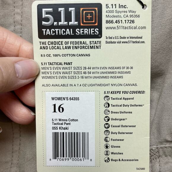 511 Tactical BDU Cargo Pant Womens 16 Khaki Tan 100% Cotton Canvas 64355 NWT - Picture 5 of 10
